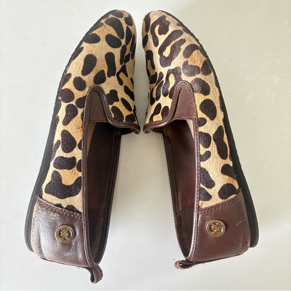 Michael Kors Moccasins Flat Shoes Haircalf Leopard Brown Loafer Women's Size 7 M - Picture 8 of 11